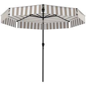 8.6FT Patio Umbrella, UPF 30+ Outdoor Market Umbrella, 2-Tier Vented Patio Table Umbrella with Crank 8 Ribs