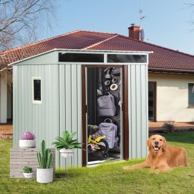 6ft X 5ft Outdoor Metal Storage Shed With Window White (Color: White)